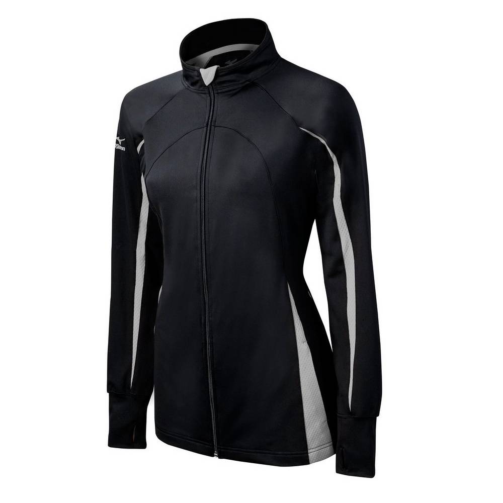 Mizuno Elite 9 Focus Full-Zip Női Jacke Fekete/Szürke BZQ523807